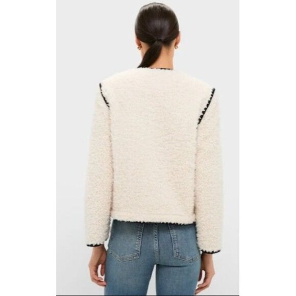 Hyacinth House Cream & Black Trim Sherpa Audrey Jacket Cardigan Sweater Size L - Picture 4 of 9